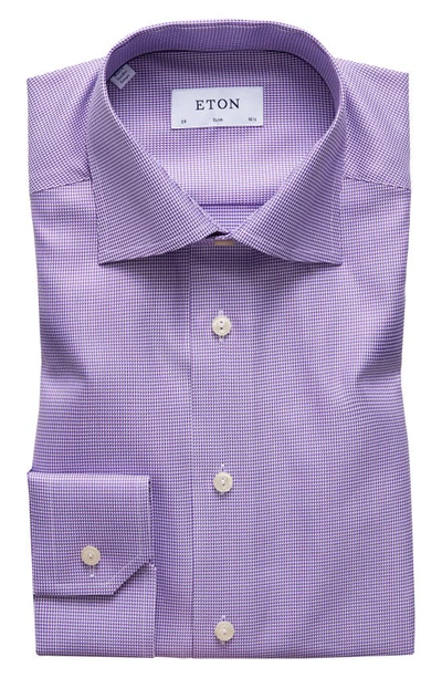 Shop Eton Slim Fit Houndstooth Dress Shirt In Purple