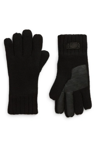 Shop Ugg Wool Blend Knit Tech Gloves In Black