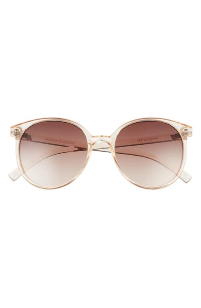 Shop Le Specs Momala 54mm Round Sunglasses In Nougat / Brown Grad