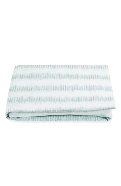 Matouk Attleboro Stripe Print 500 Thread Count Cotton Fitted Sheet In Pool
