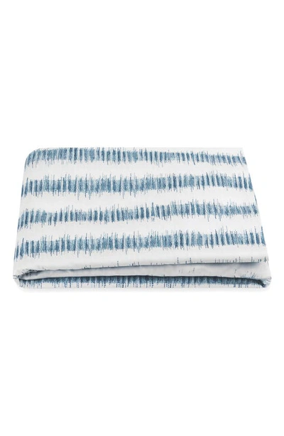Matouk Attleboro Stripe Print 500 Thread Count Cotton Fitted Sheet In Prussian Blue