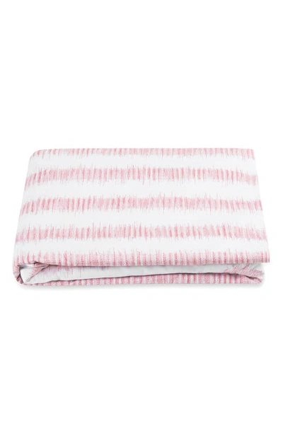 Matouk Attleboro Stripe Print 500 Thread Count Cotton Fitted Sheet In Pink Coral