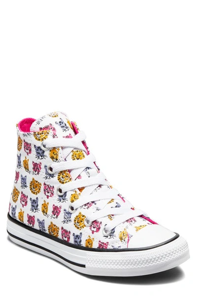 Converse Kids' Chuck Taylor® All Star® Jungle Cat Print High Top Sneaker In  White/ Prime Pink | ModeSens