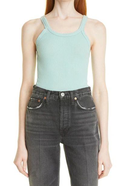 Shop Re/done Ribbed Tank Top In Spearmint