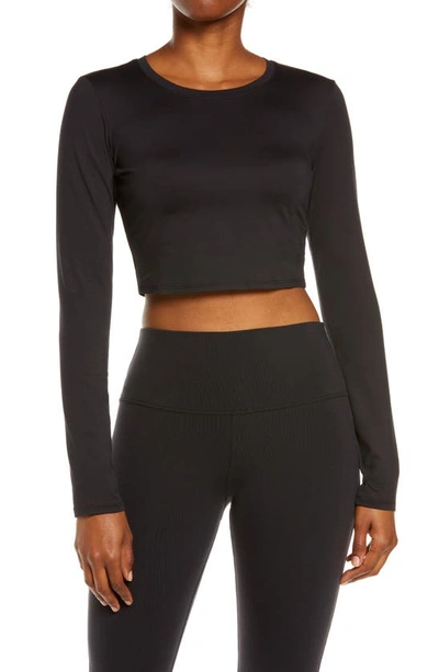 Shop Alo Yoga Long Sleeve Crop Top In Black