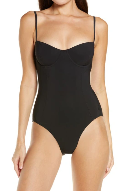Shop Tory Burch Underwire One-piece Swimsuit In Black