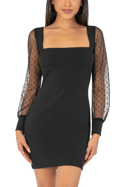 Speechless Sheer Sleeve Body-con Dress In Black