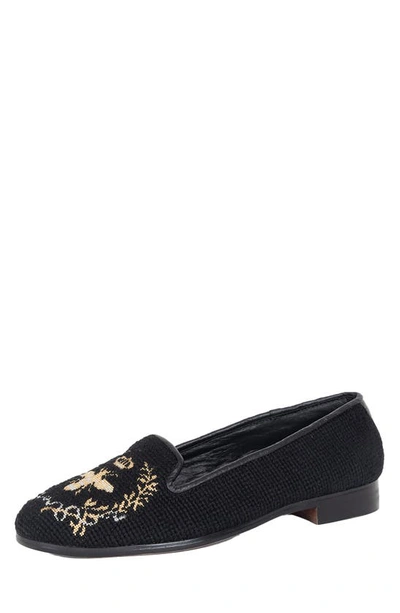 Shop By Paige Needlepoint Silver & Gold Bee Flat In Black