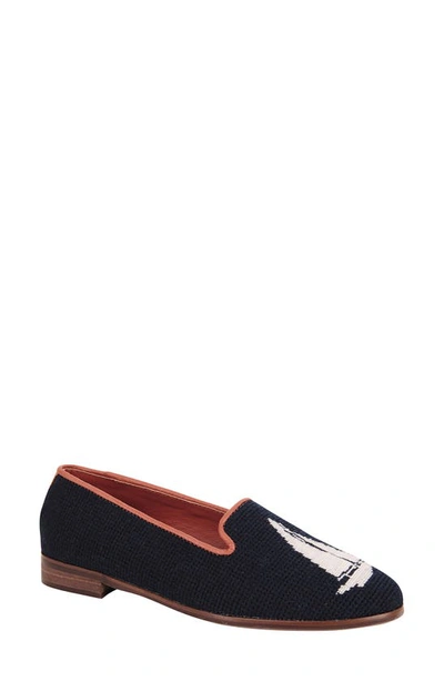 Shop By Paige Needlepoint Sailboat Flat In White/ Navy