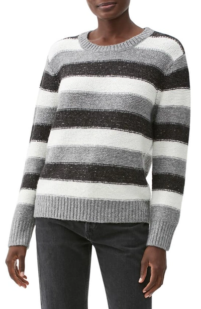 Shop Michael Stars Stripe Crewneck Sweater In Grey/ Black/ Chk