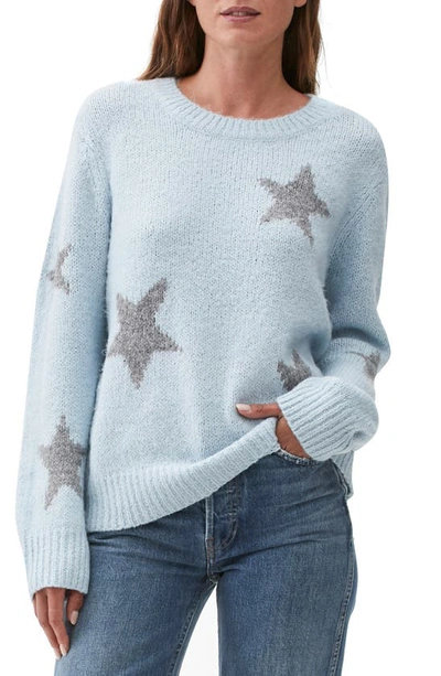 Shop Michael Stars Intarsia Star Crewneck Sweater In Ice/ Grey