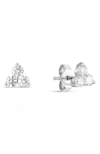 Shop Roberto Coin Diamond Cluster Stud Earrings In White Gold