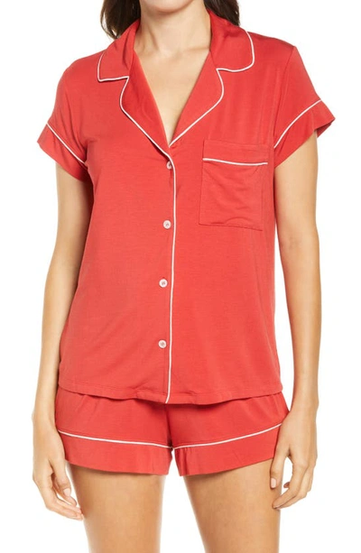 Shop Eberjey Gisele Shorty Pajamas In Haute Red/bone