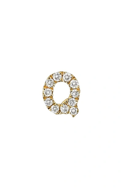 Shop Bony Levy Icon Diamond Initial Single Stud Earring In 18k Yellow Gold - Q