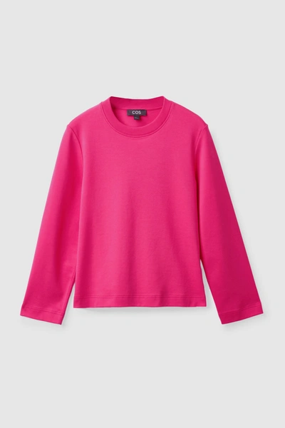 Shop Cos Slim-fit Heavyweight Long-sleeved T-shirt In Pink