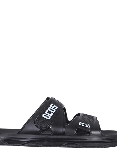 Shop Gcds Rubber Slide Sandals Unisex In Black