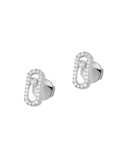 Shop Messika Move Uno 18k White Gold & Diamond Stud Earrings