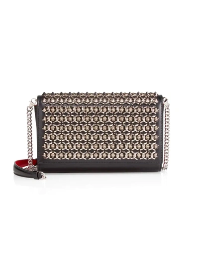 NEW CHRISTIAN LOUBOUTIN PALOMA CLUTCH SPIKE SILVER LEATHER BAG Black  ref.581827 - Joli Closet