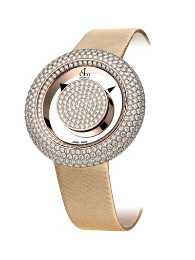 Shop Jacob & Co. Women's Brilliant Mystery 18k Rose Gold, Diamond & Satin Strap Watch, 38mm