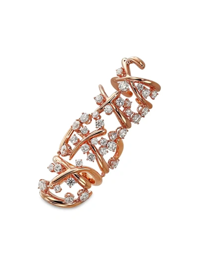 Shop Jacob & Co. Women's Carnivale 18k Rose Gold & Diamond Full-finger Ring
