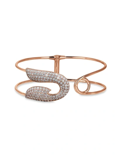 Shop Jacob & Co. Women's Safety Pin 18k Rose Gold & Diamond Cuff Bracelet