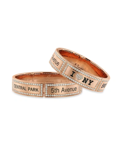 Shop Jacob & Co. Women's Power Bracelets 18k Rose Gold & Diamond New York Bangle Bracelet