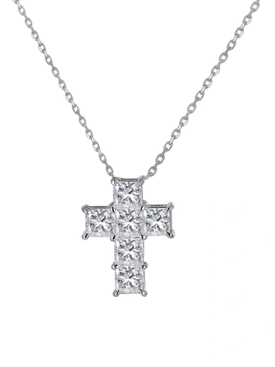 Shop Jacob & Co. Women's Have Faith Platinum & Princess-cut Diamond Cross Pendant In Neutral