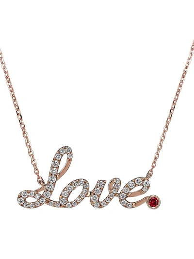 Shop Jacob & Co. Women's Sentiments 18k Rose Gold, Ruby & Diamond Love Necklace