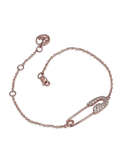 Shop Jacob & Co. Women's Safety Pin 18k Rose Gold & Diamond Chain Bracelet