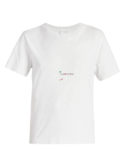 Shop Saint Laurent Splatter Logo T-shirt In Pierre Multicolor