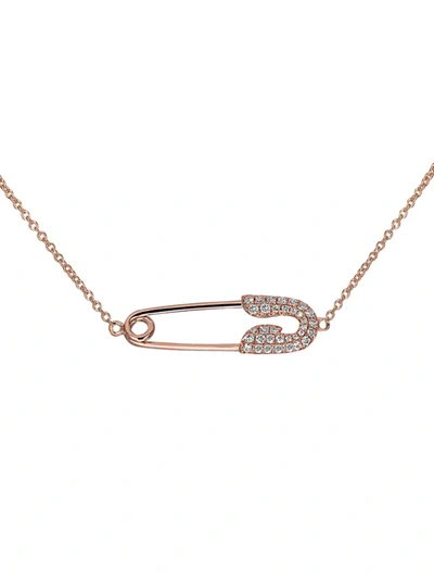 Shop Jacob & Co. Women's Safety Pin 18k Rose Gold & Diamond Pendant Necklace
