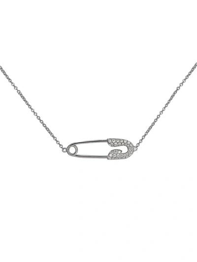 Shop Jacob & Co. Women's Safety Pin 18k White Gold & Diamond Small Pendant Necklace