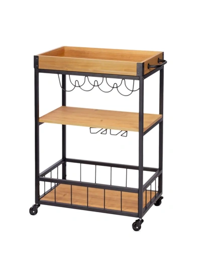Shop Honey-can-do Industrial Rolling Bar Cart With Removable Serving Tray In Natural