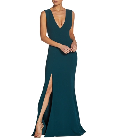 Shop Dress The Population Sandra V-neck Gown In Pine