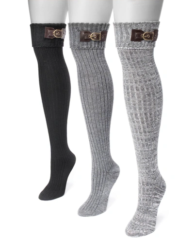 Shop Muk Luks Women's Over The Knee Socks, 3 Pair In Black