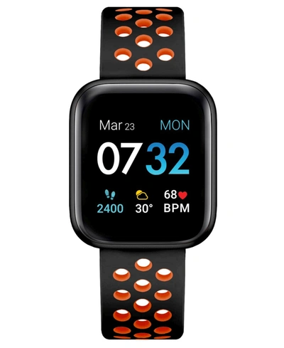 Shop Itouch Air 3 Unisex Heart Rate Black And Orange Strap Smart Watch 44mm In Black/orange