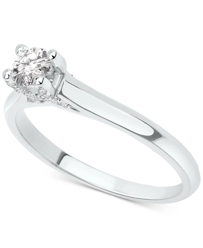 Shop Macy's Diamond Solitaire Engagement Ring (1/3 Ct. T.w.) In 14k Gold In White Gold