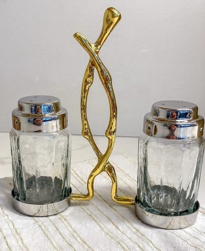 Shop Classic Touch 4" Salt And Pepper Set With Twig Design In Clear