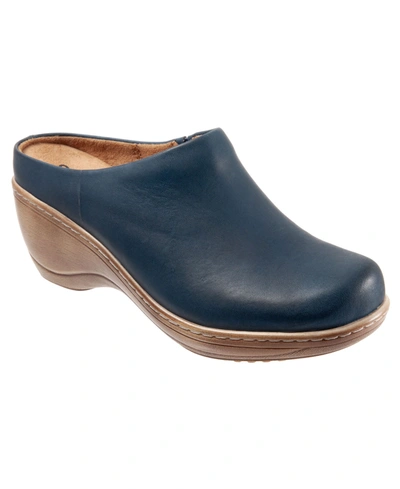 Shop Softwalk Madison Clog Women's Shoes In Medium Blue Leather