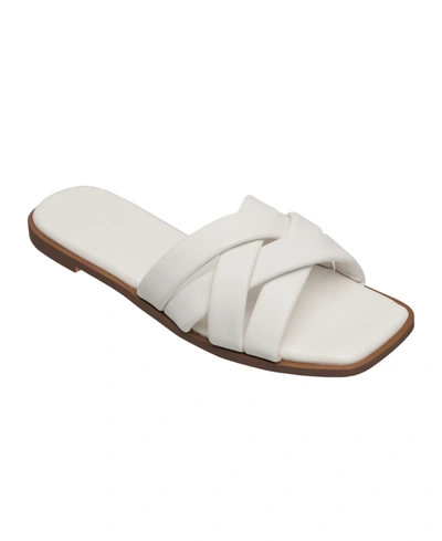 Shop French Connection Women's Shore Flat Slip-on Criss Cross Sandals Women's Shoes In White