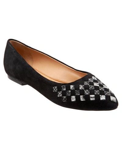 Shop Trotters Women's Estee Woven Flat Women's Shoes In Black Suede/snake