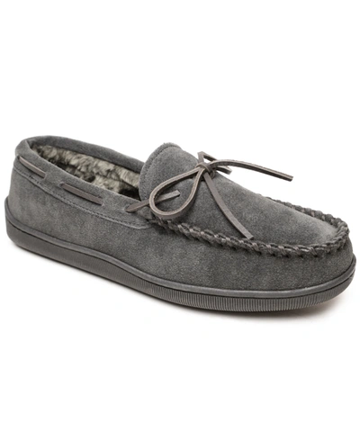 Shop Minnetonka Men's Pile Lined Hardsole Moccasin Slippers In Charcoal