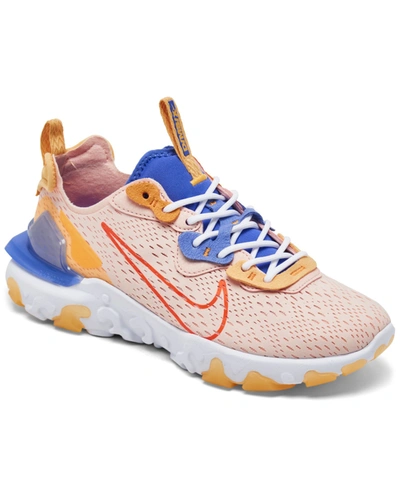 Shop Nike Women's React Vision Running Sneakers From Finish Line In Washed Coral/sapphire/ora