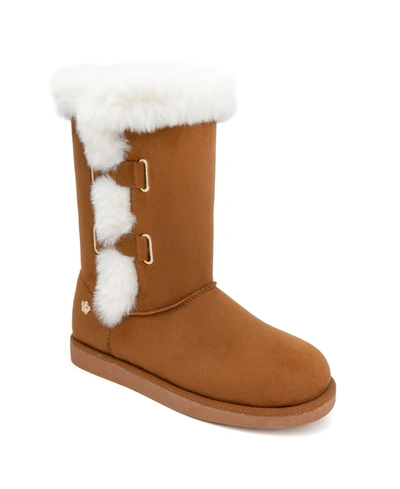 Shop Juicy Couture Women's Koded Faux Fur Winter Boots In Cognac Micro