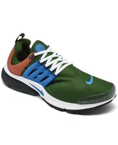Shop Nike Men's Air Presto Casual Sneakers From Finish Line In Green/orange/white/blue