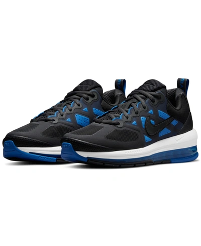 Shop Nike Men's Air Max Genome Running Sneakers From Finish Line In Black/signal Blue