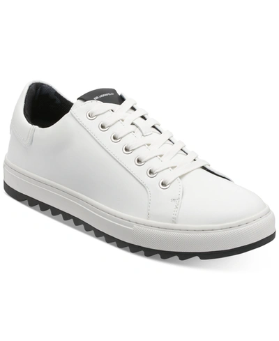 Shop Karl Lagerfeld Men's Smooth Leather Tennis Sneaker In White