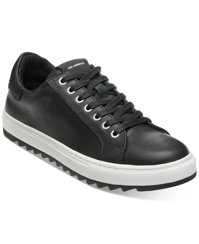 Shop Karl Lagerfeld Men's Smooth Leather Tennis Sneaker In Black
