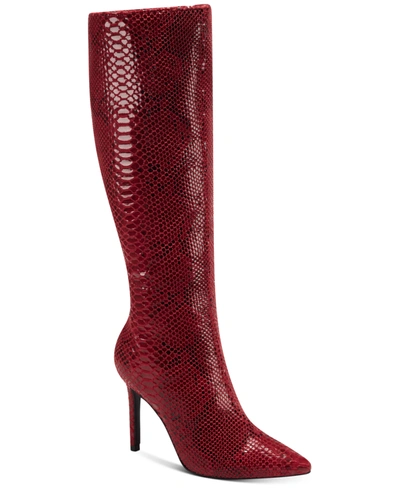 Shop Inc International Concepts Women's Rajel Dress Boots, Created For Macy's Women's Shoes In Red Snake Print