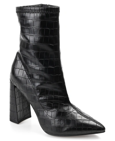 Journee Collection Veralee Pointed Toe Block Heel Boot In Croco